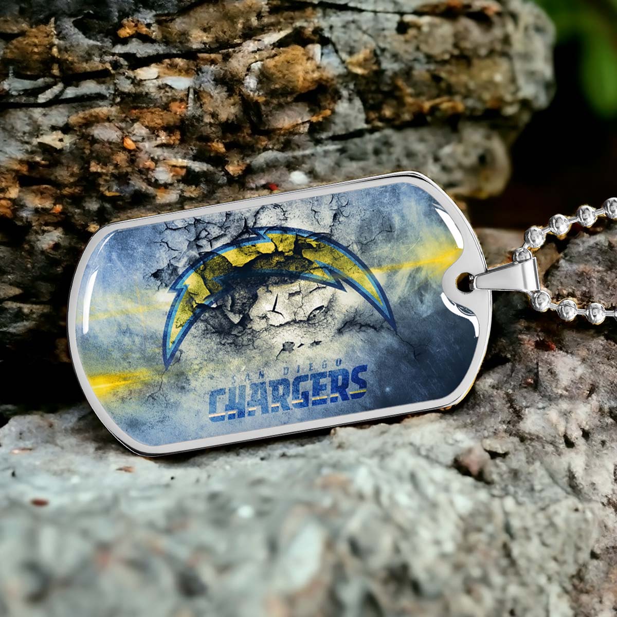 American Football - AFD077 - San Diego Chargers - NFL Football Team - American Football Dog Tag - Military Ball Chain - Luxury Dog Tag