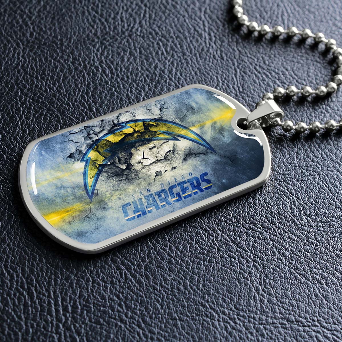 American Football - AFD077 - San Diego Chargers - NFL Football Team - American Football Dog Tag - Military Ball Chain - Luxury Dog Tag