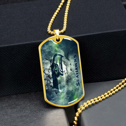 American Football Dog Tag Necklace - AFD079 - Seattle Seahawks - NFL Teams - Military Ball Chain