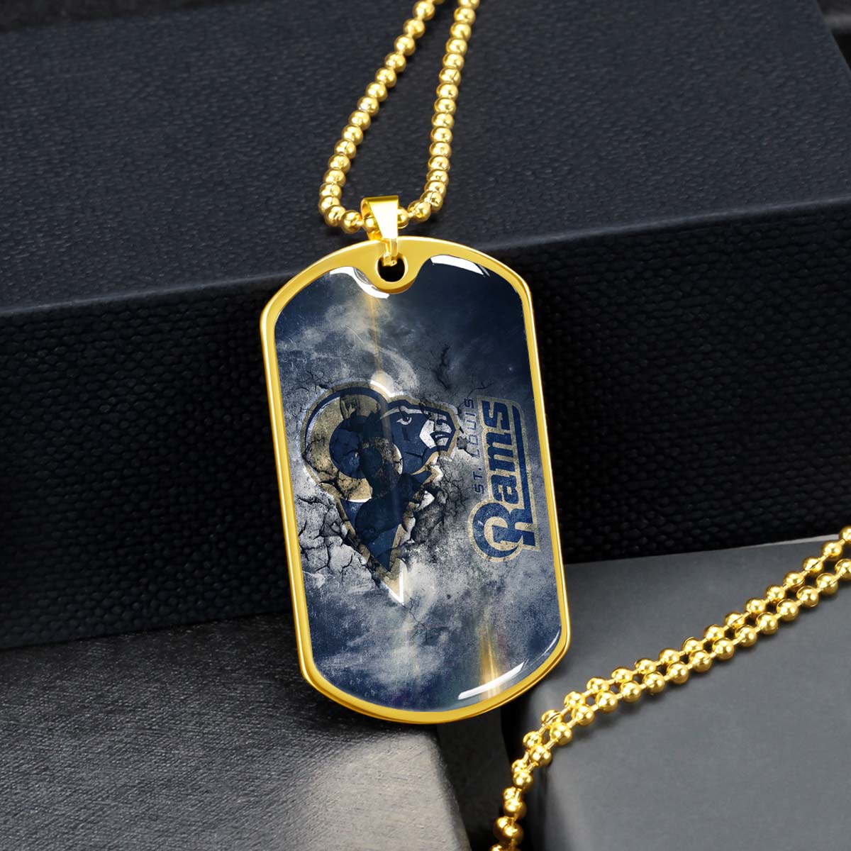 American Football Dog Tag Necklace - AFD080 - St.Louis Rams - NFL Teams - Military Ball Chain