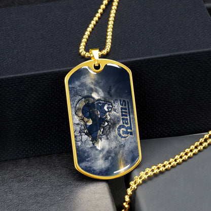American Football Dog Tag Necklace - AFD080 - St.Louis Rams - NFL Teams - Military Ball Chain