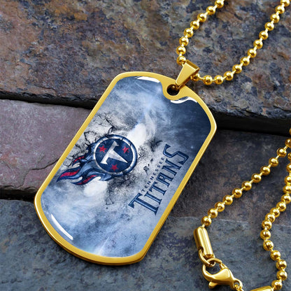 American Football Dog Tag Necklace - AFD082 - Tennessee Titans - NFL Teams - Military Ball Chain