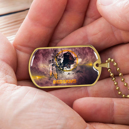 American Football Dog Tag Necklace - AFD083 - Washington Redskins - NFL Teams - Military Ball Chain