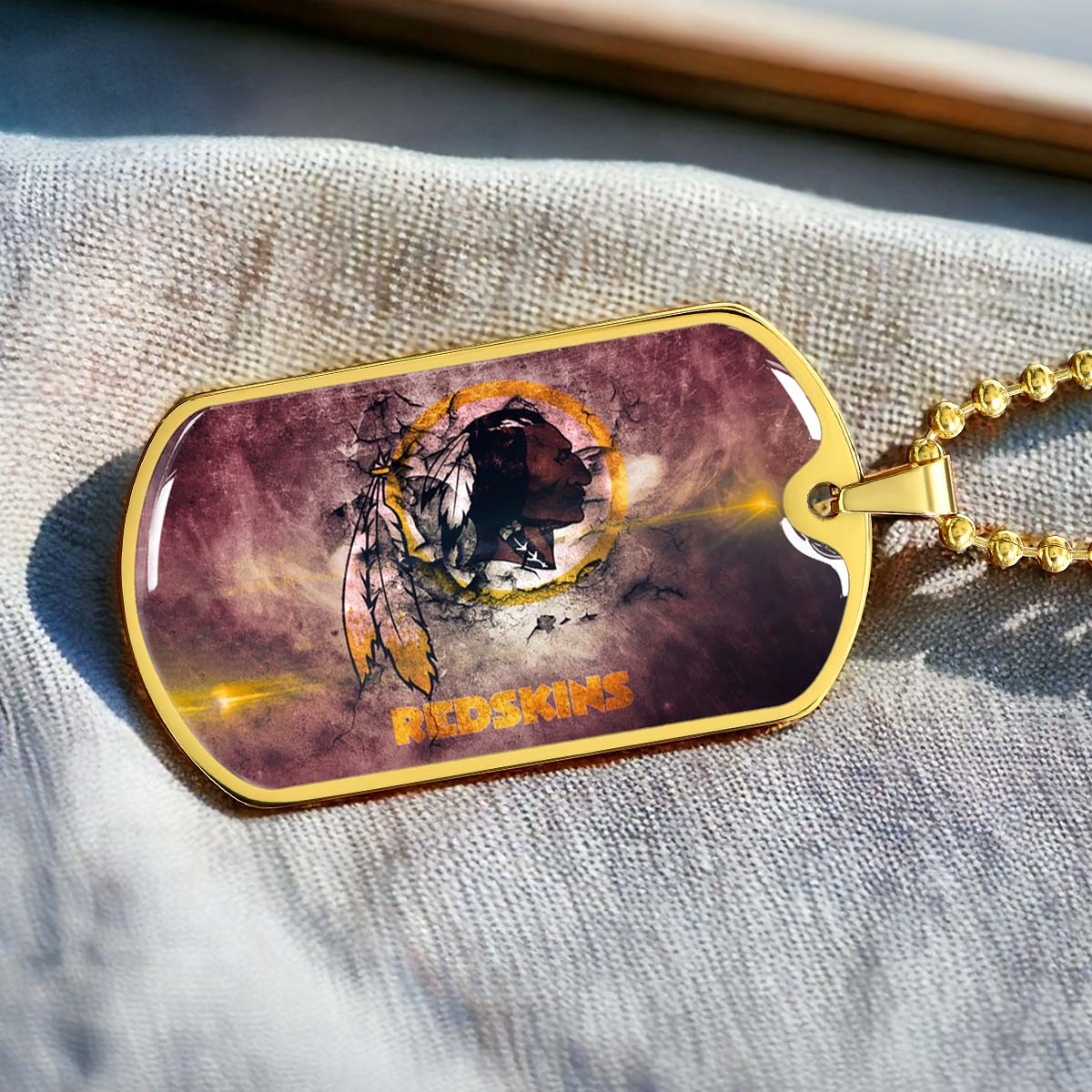 American Football Dog Tag Necklace - AFD083 - Washington Redskins - NFL Teams - Military Ball Chain