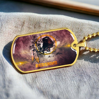 American Football Dog Tag Necklace - AFD083 - Washington Redskins - NFL Teams - Military Ball Chain