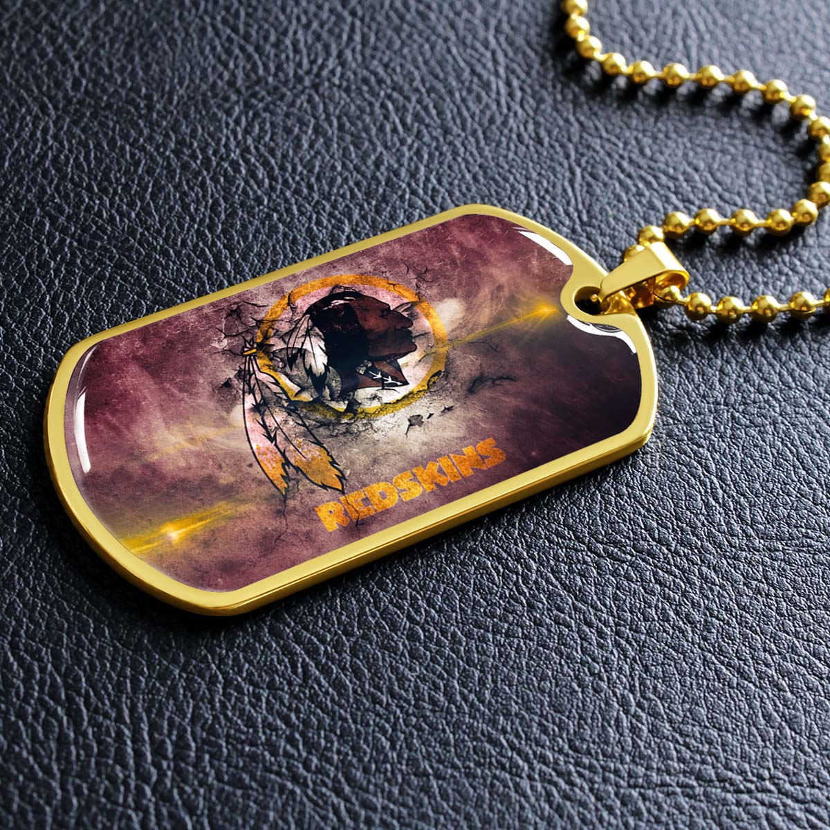 American Football Dog Tag Necklace - AFD083 - Washington Redskins - NFL Teams - Military Ball Chain