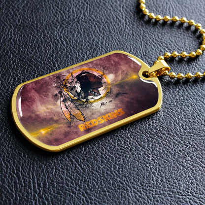 American Football Dog Tag Necklace - AFD083 - Washington Redskins - NFL Teams - Military Ball Chain