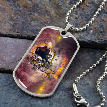 American Football Dog Tag Necklace - AFD083 - Washington Redskins - NFL Teams - Military Ball Chain
