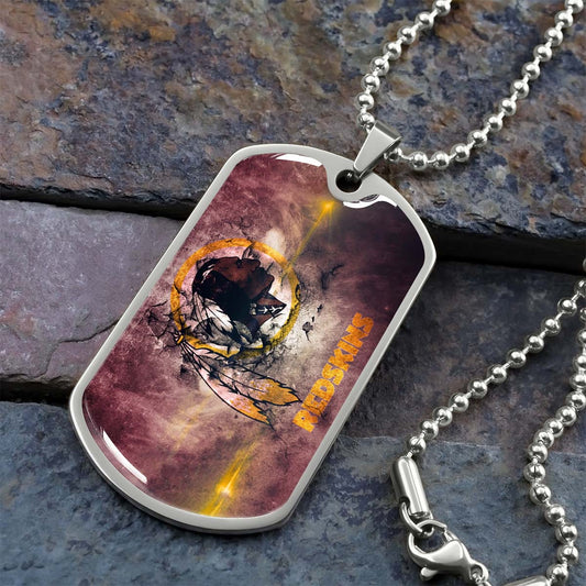 American Football Dog Tag Necklace - AFD083 - Washington Redskins - NFL Teams - Military Ball Chain