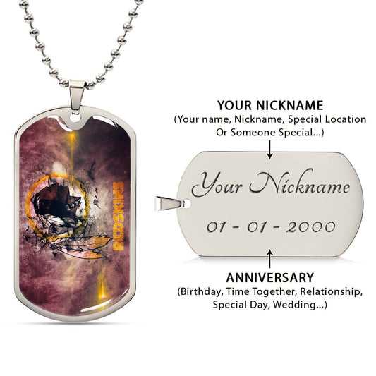 American Football Dog Tag Necklace - AFD083 - Washington Redskins - NFL Teams - Military Ball Chain