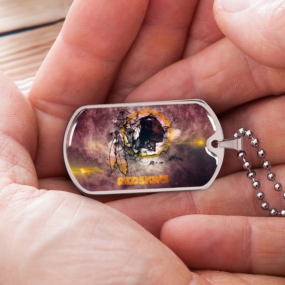 American Football Dog Tag Necklace - AFD083 - Washington Redskins - NFL Teams - Military Ball Chain