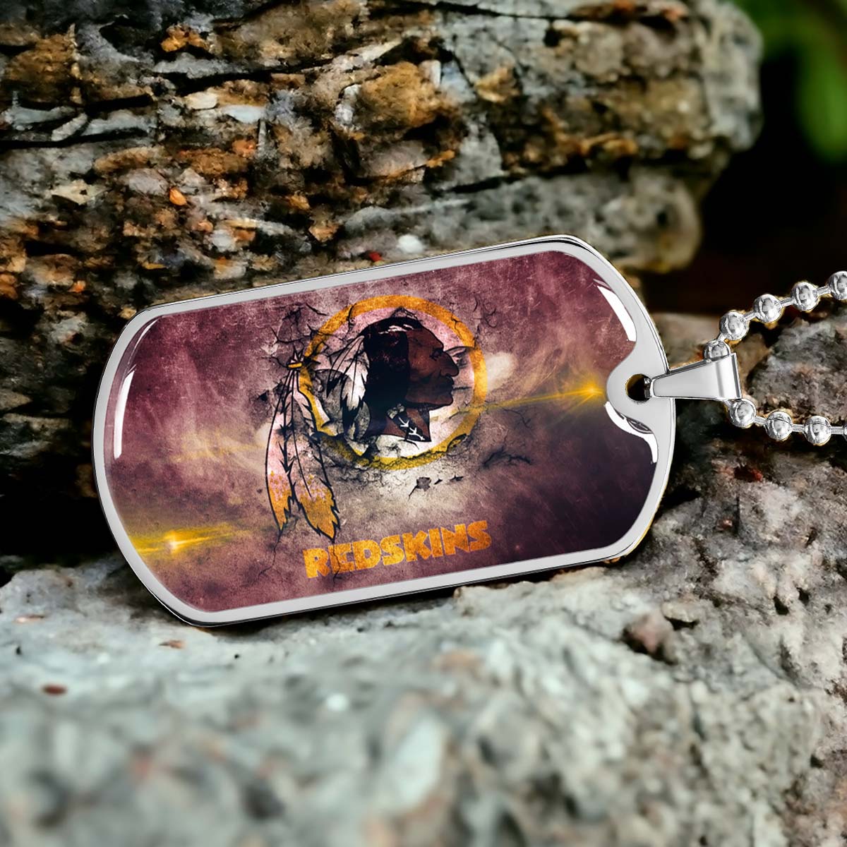 American Football Dog Tag Necklace - AFD083 - Washington Redskins - NFL Teams - Military Ball Chain