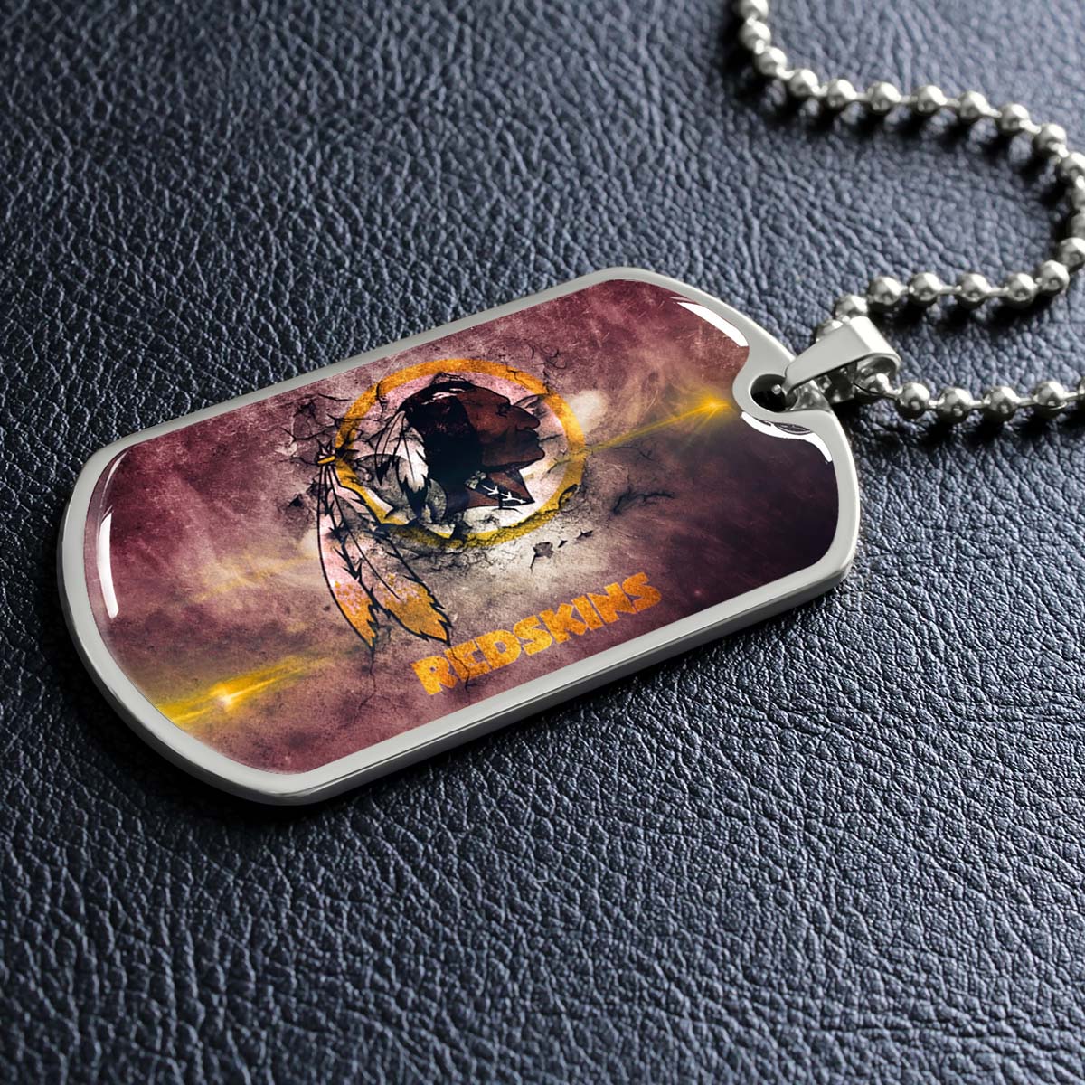 American Football Dog Tag Necklace - AFD083 - Washington Redskins - NFL Teams - Military Ball Chain