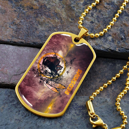 American Football Dog Tag Necklace - AFD083 - Washington Redskins - NFL Teams - Military Ball Chain
