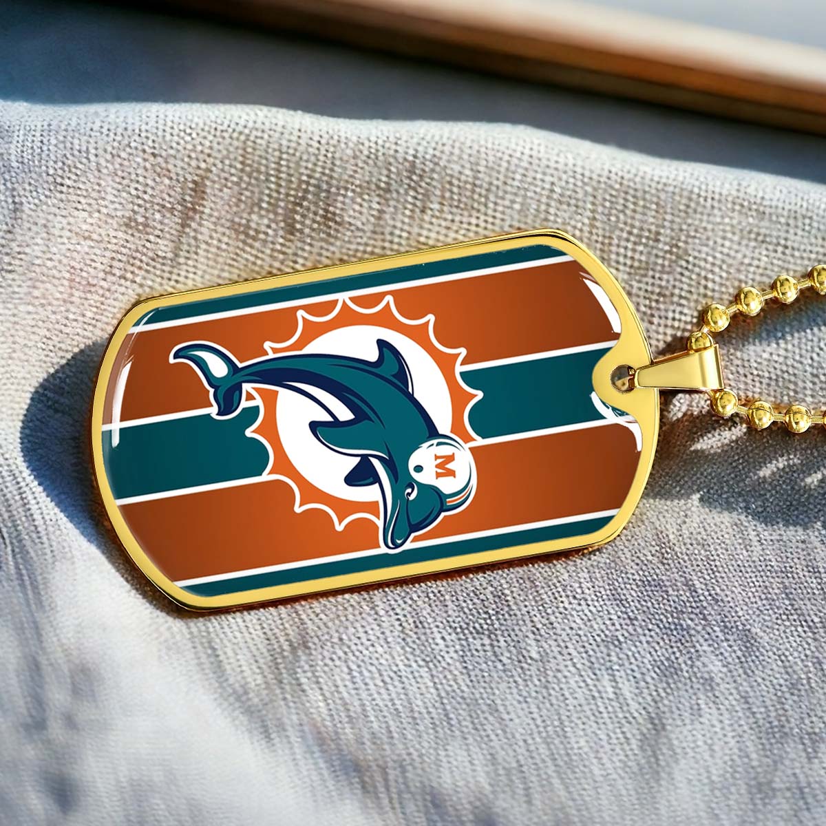 American Football - AFD086 - Miami Dolphins - NFL Football Team - American Football Dog Tag - Military Ball Chain - Luxury Dog Tag