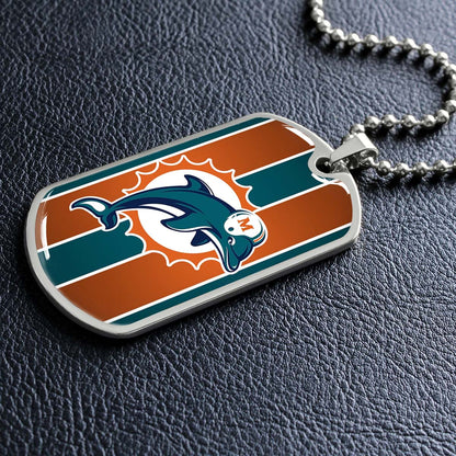 American Football - AFD086 - Miami Dolphins - NFL Football Team - American Football Dog Tag - Military Ball Chain - Luxury Dog Tag