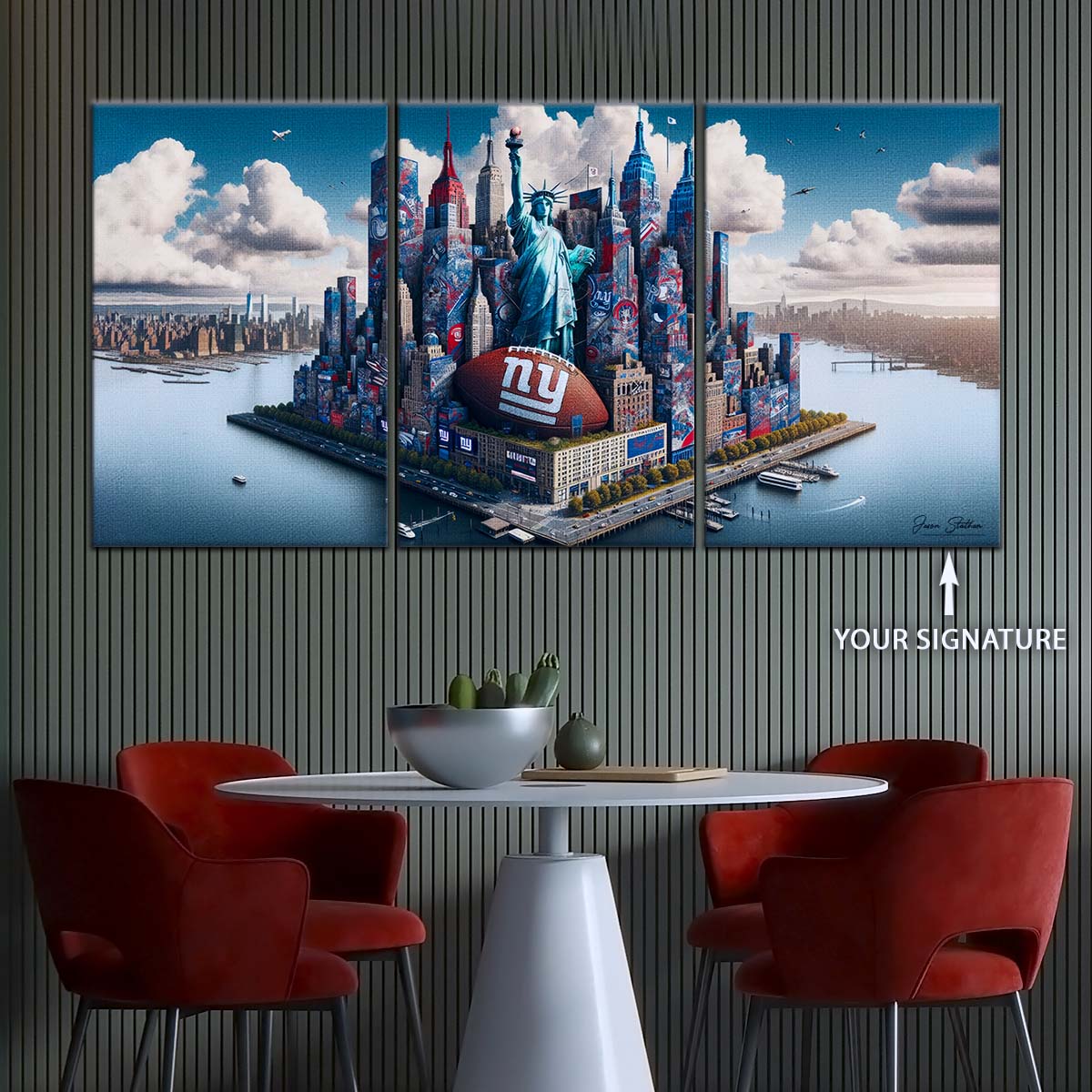 American Football Canvas Wall Art - AF5204 - New York Giants - Themed Manhattan Skyline - NFL Teams
