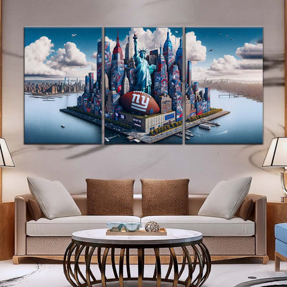 American Football Canvas Wall Art - AF5204 - New York Giants - Themed Manhattan Skyline - NFL Teams