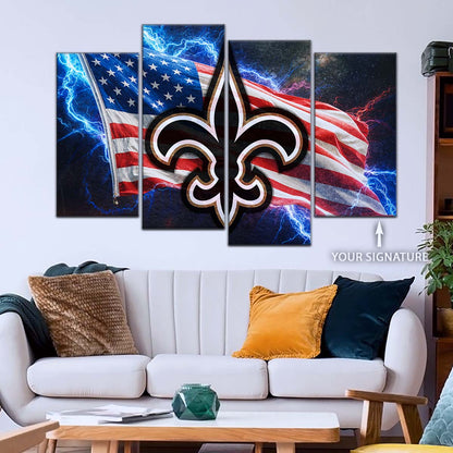 American Football Wall Art - AF5226 - New Orleans Saints - American Flag - NFL Football Team - American Football Poster - American Football Canvas