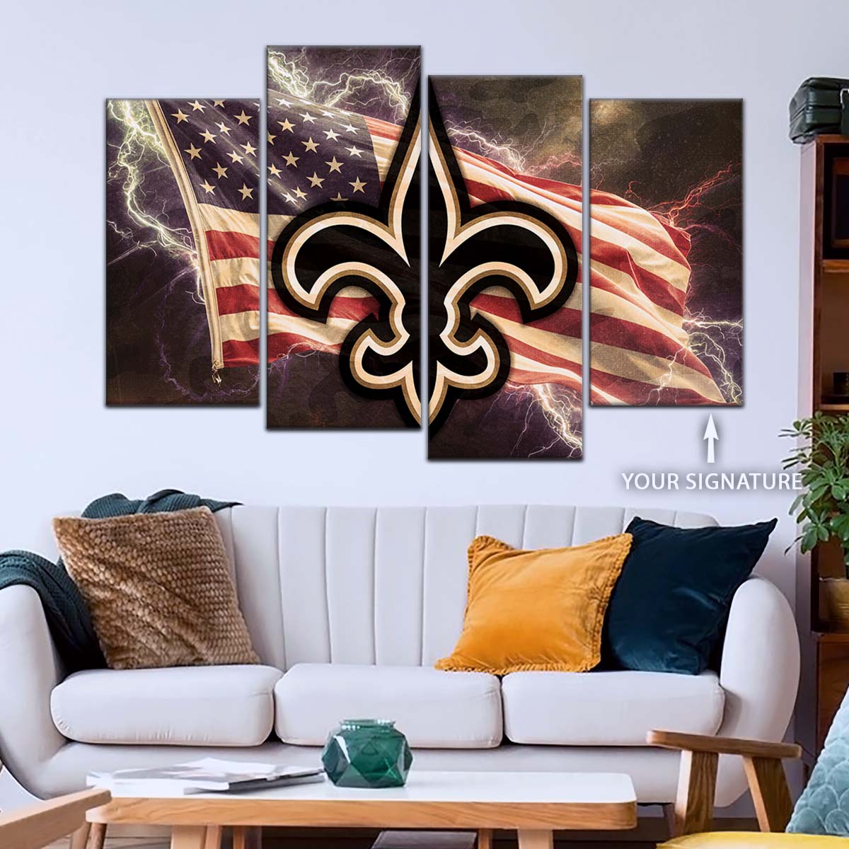 American Football Wall Art - AF5227 - New Orleans Saints - American Flag - NFL Football Team - American Football Poster - American Football Canvas