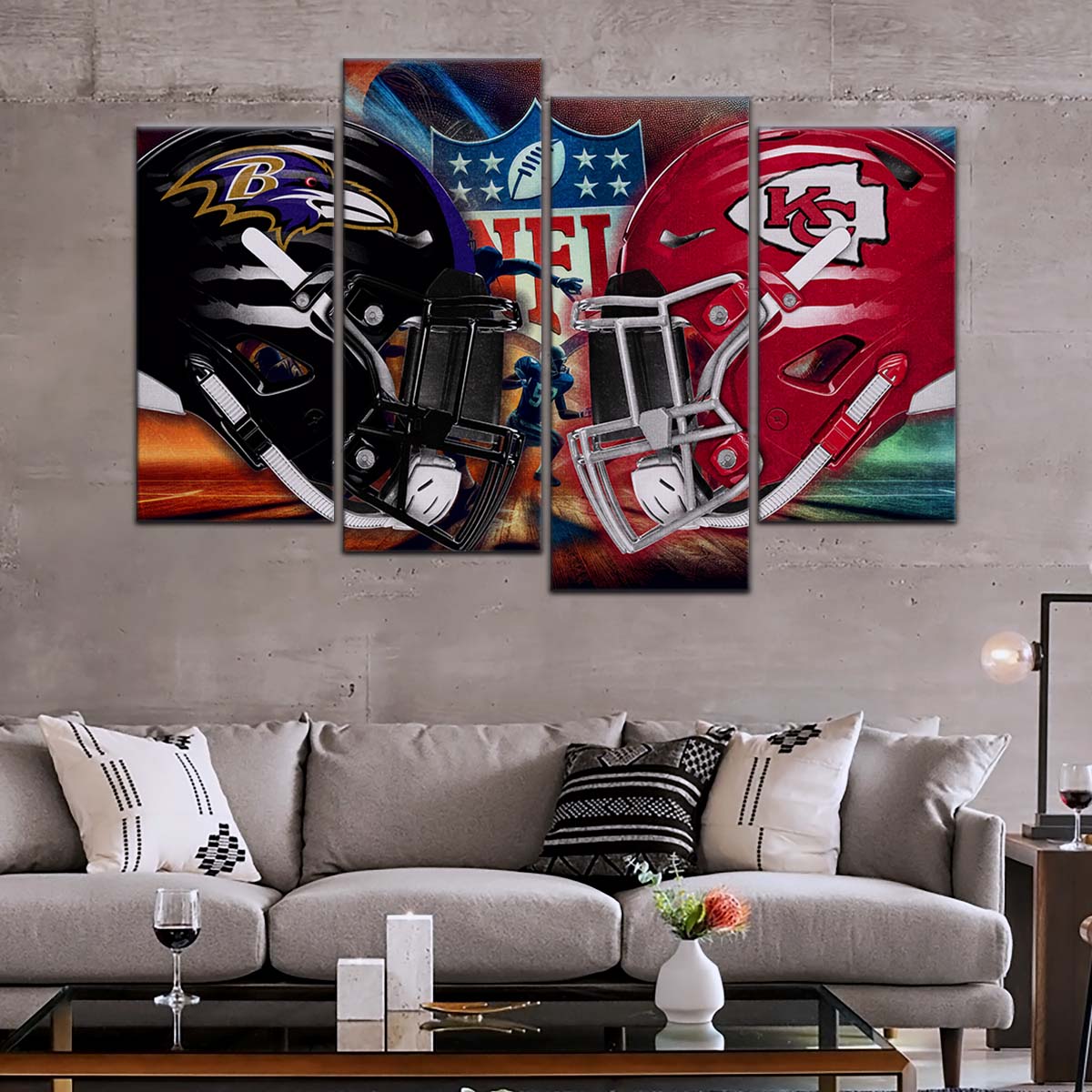American Football Wall Art - AF5228 - Baltimore Ravens Vs Kansas City Chiefs - NFL Football Team - American Football Poster - American Football Canvas