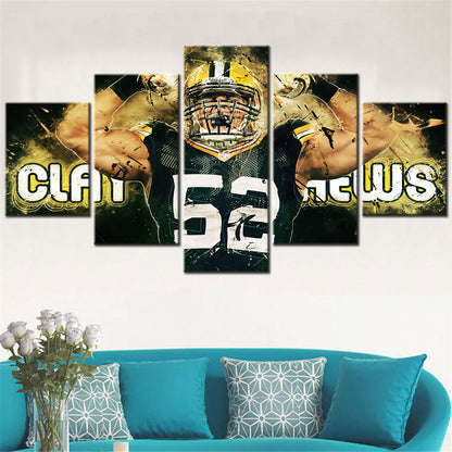 American Football - 5 Pieces Wall Art - AF5120 - Green Bay Packers - Clay Matthews - American Football Poster - American Football Canvas
