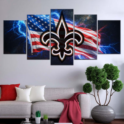 American Football Canvas Wall Art - AF5226 - New Orleans Saints - American Flag - NFL Teams