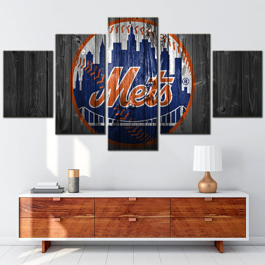 Baseball - 5 Pieces Wall Art - BB5014 - New York Mets Wood - Baseball Poster - Baseball Canvas