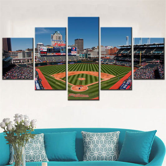 Baseball - 5 Pieces Wall Art - BB5018 - Progressive Field - Cleveland Indians Baseball Stadium - Philadelphia Phillies - Baseball Poster - Baseball Canvas