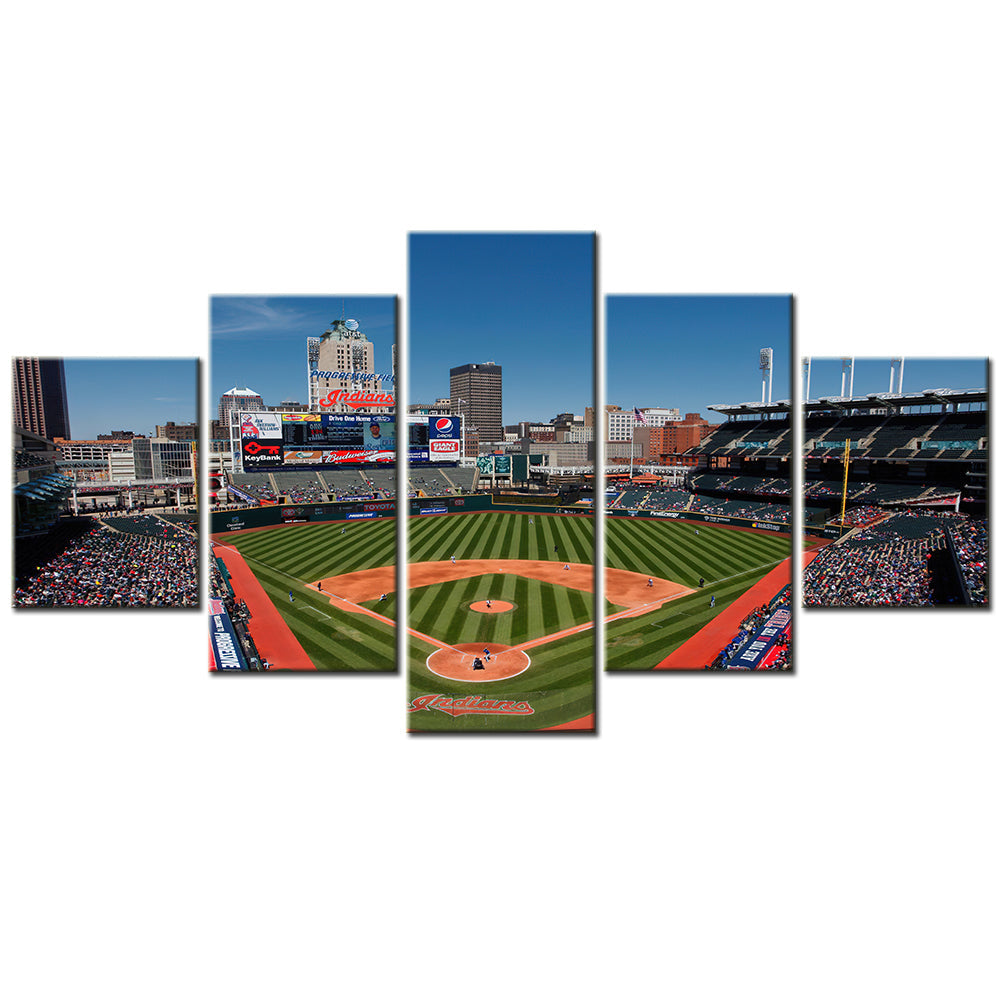 Baseball - 5 Pieces Wall Art - BB5018 - Progressive Field - Cleveland Indians Baseball Stadium - Philadelphia Phillies - Baseball Poster - Baseball Canvas