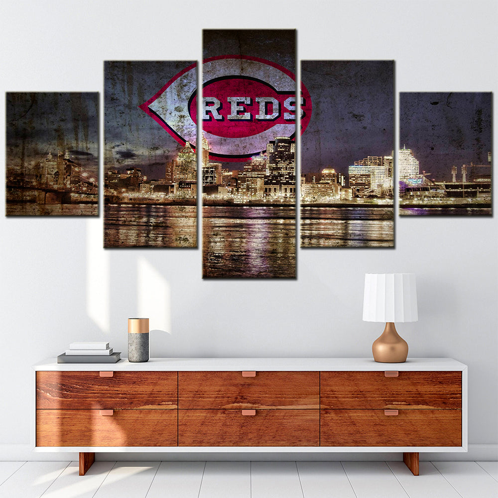 Baseball - 5 Pieces Wall Art - BB5002 - Cincinnati Reds - American Professional Baseball Team Based In Cincinnati - Baseball Poster - Baseball Canvas