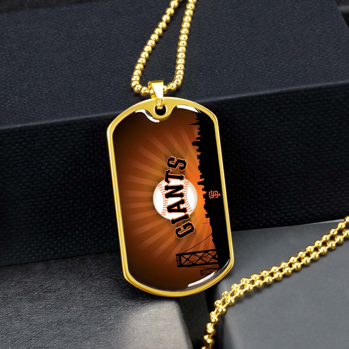Baseball Dog Tag Necklace - BBD001 - San Francisco Giants Sports - Military Ball Chain