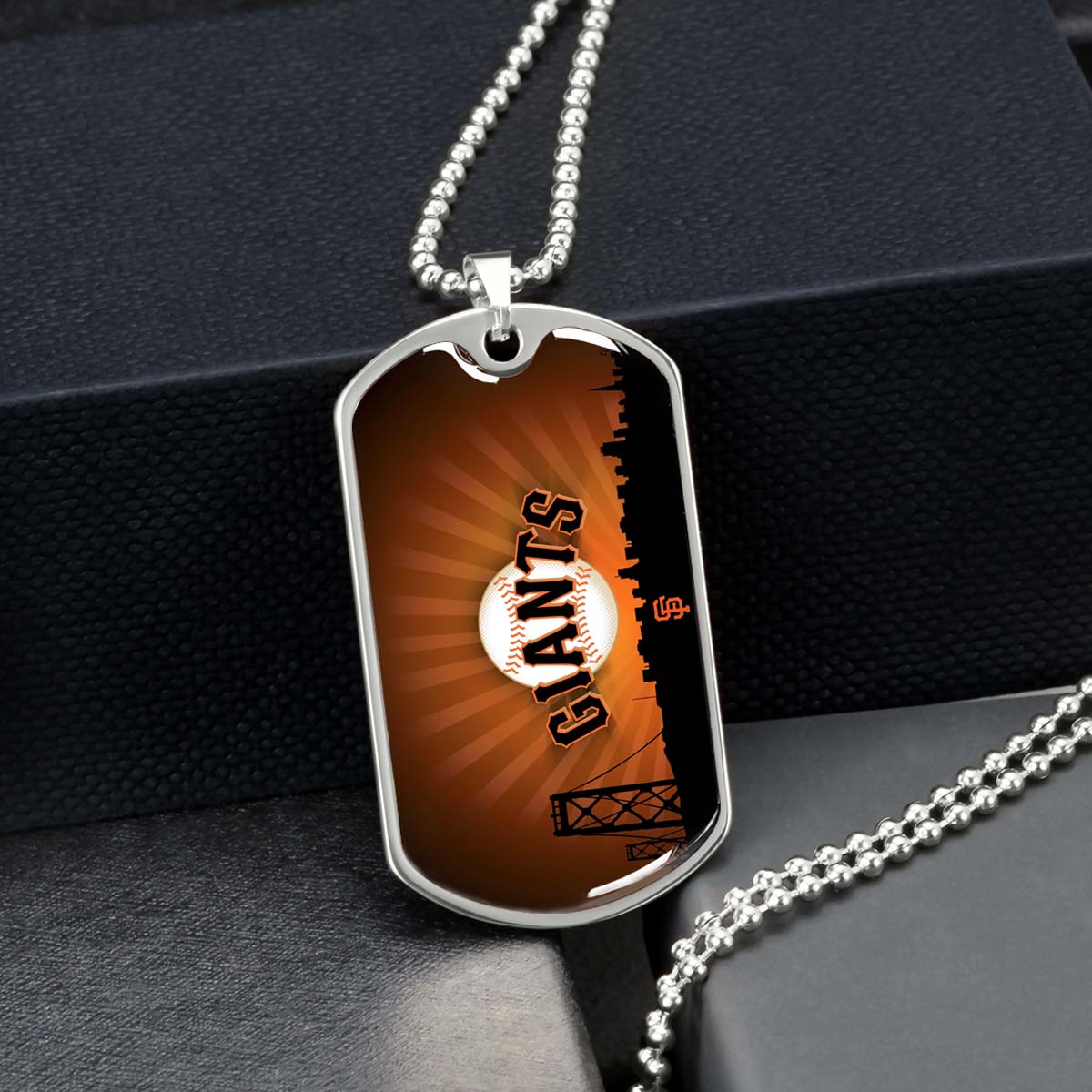 Baseball Dog Tag Necklace - BBD001 - San Francisco Giants Sports - Military Ball Chain