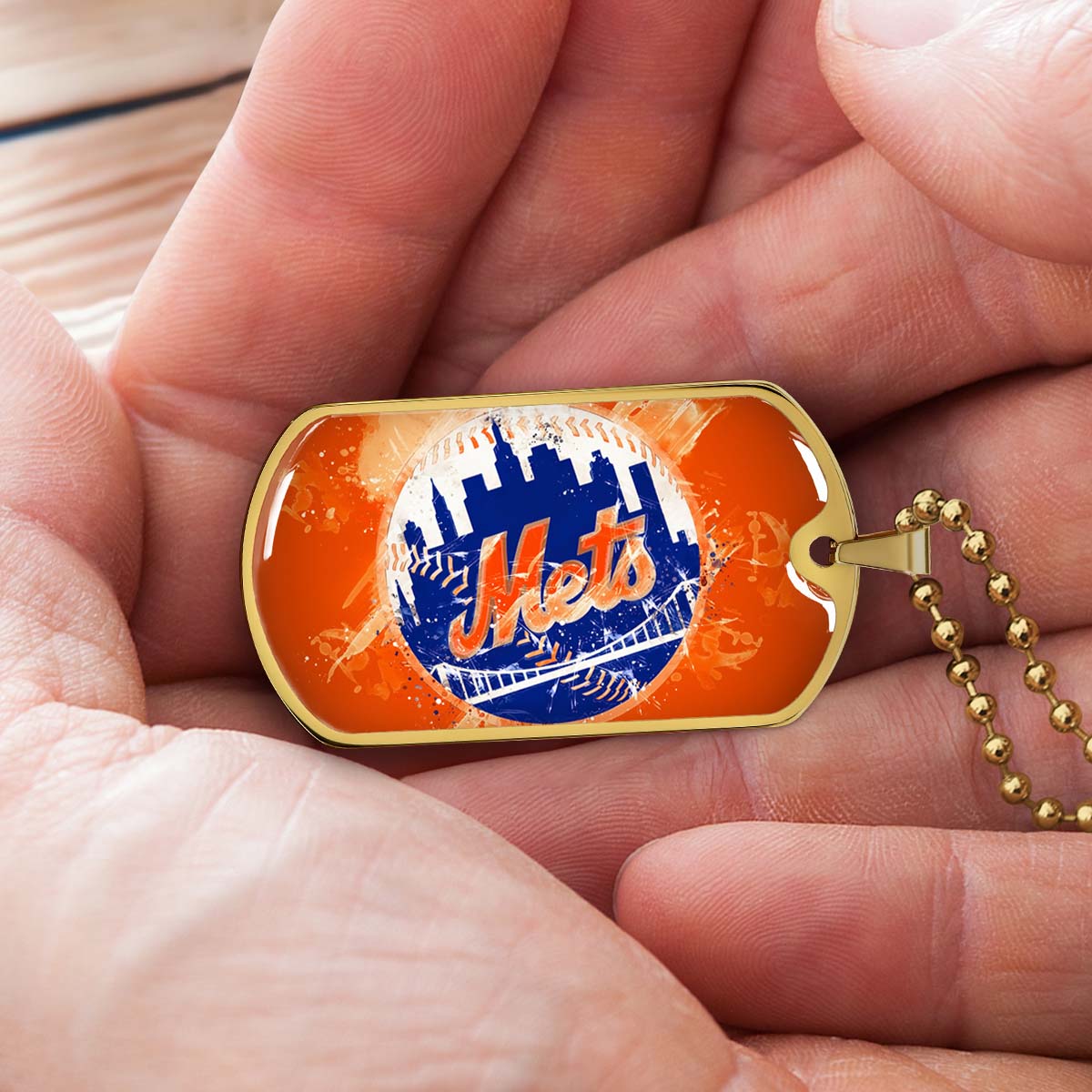 Baseball - BBD005 - New York Mets - MLB Pride in Every Stitch - Baseball Dog Tag - Military Ball Chain - Luxury Dog Tag