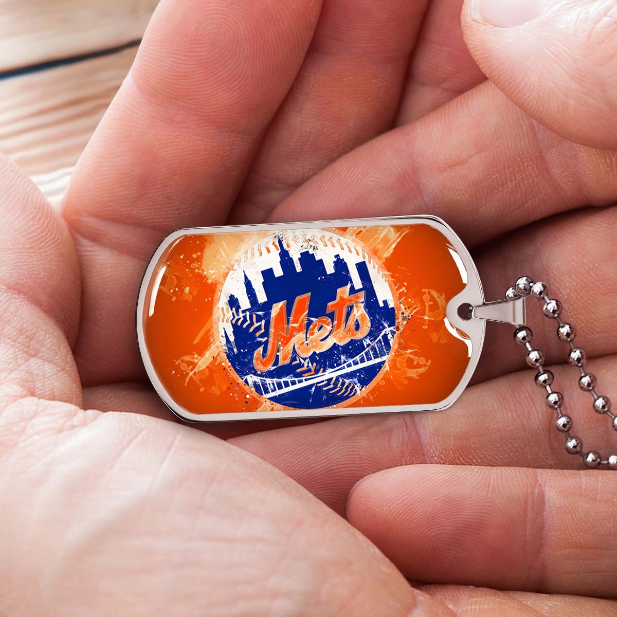 Baseball - BBD005 - New York Mets - MLB Pride in Every Stitch - Baseball Dog Tag - Military Ball Chain - Luxury Dog Tag