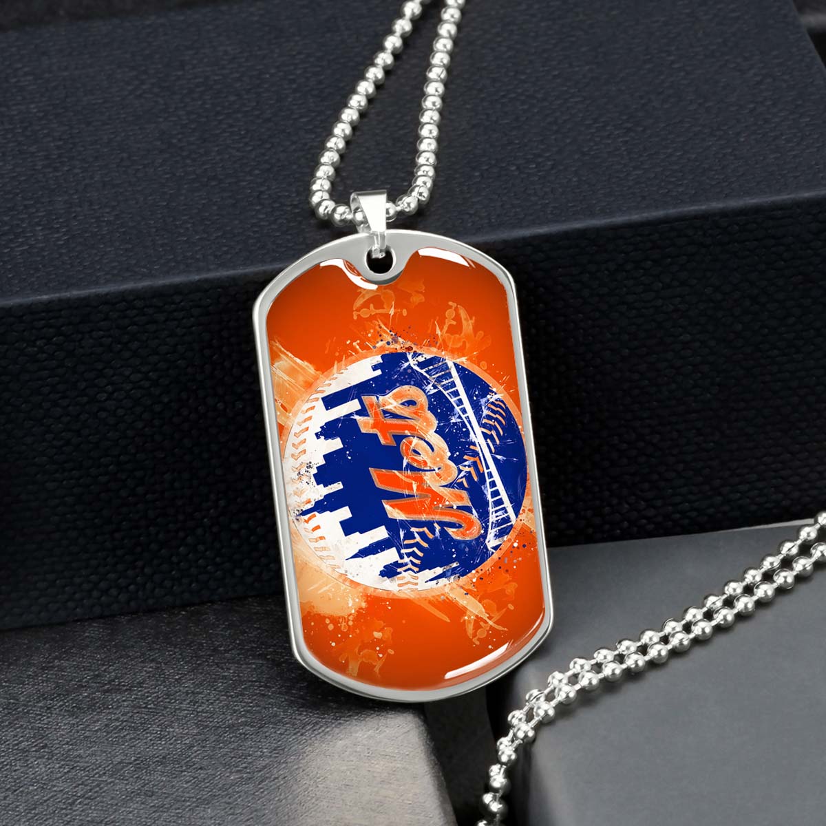 Baseball - BBD005 - New York Mets - MLB Pride in Every Stitch - Baseball Dog Tag - Military Ball Chain - Luxury Dog Tag