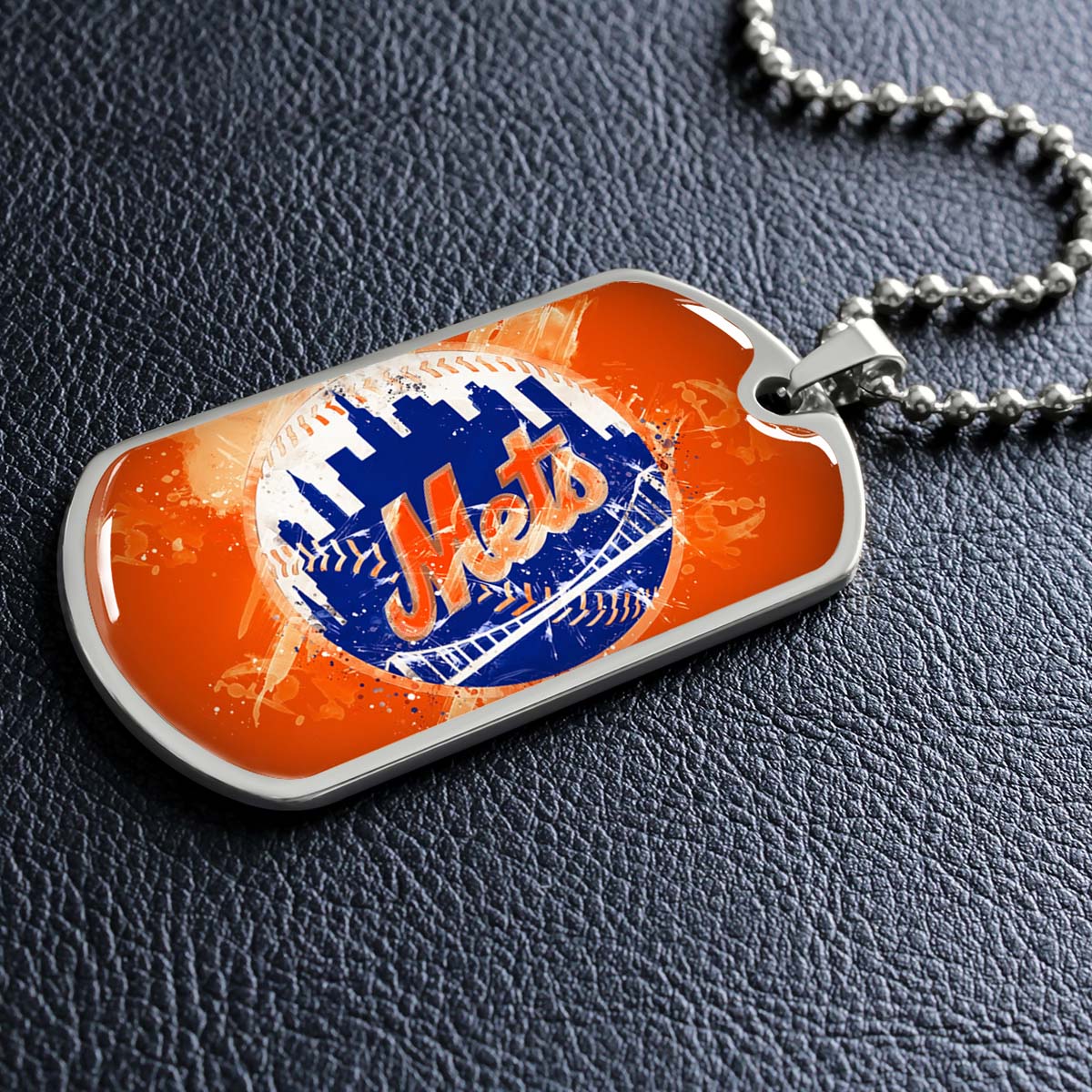 Baseball - BBD005 - New York Mets - MLB Pride in Every Stitch - Baseball Dog Tag - Military Ball Chain - Luxury Dog Tag