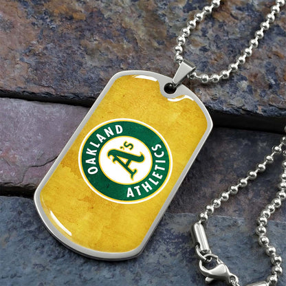 Baseball - BBD006 - Oakland Athletics Sports - Baseball Dog Tag - Military Ball Chain - Luxury Dog Tag