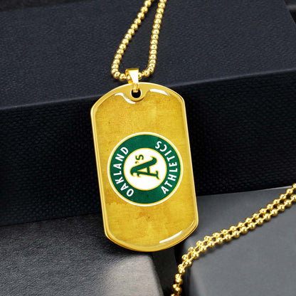 Baseball - BBD006 - Oakland Athletics Sports - Baseball Dog Tag - Military Ball Chain - Luxury Dog Tag
