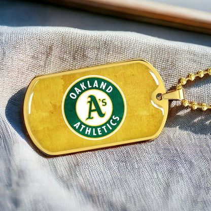 Baseball - BBD006 - Oakland Athletics Sports - Baseball Dog Tag - Military Ball Chain - Luxury Dog Tag
