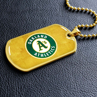Baseball - BBD006 - Oakland Athletics Sports - Baseball Dog Tag - Military Ball Chain - Luxury Dog Tag