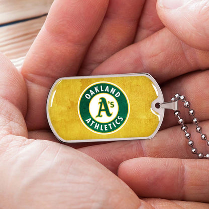 Baseball - BBD006 - Oakland Athletics Sports - Baseball Dog Tag - Military Ball Chain - Luxury Dog Tag