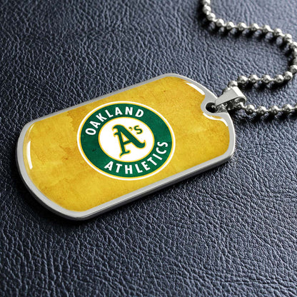 Baseball - BBD006 - Oakland Athletics Sports - Baseball Dog Tag - Military Ball Chain - Luxury Dog Tag