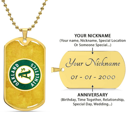 Baseball - BBD006 - Oakland Athletics Sports - Baseball Dog Tag - Military Ball Chain - Luxury Dog Tag
