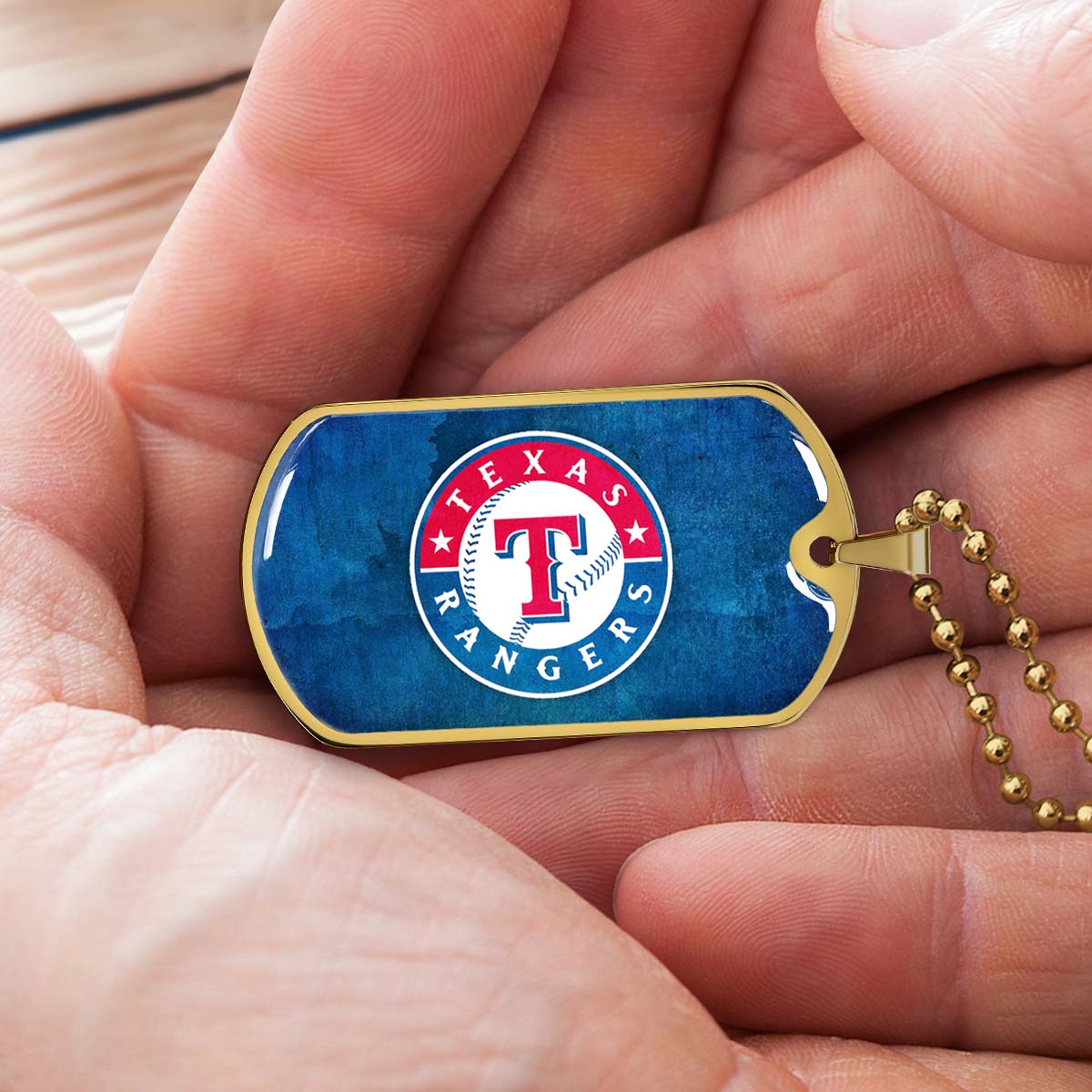 Baseball - BBD007 - Texas Rangers Sports - Baseball Dog Tag - Military Ball Chain - Luxury Dog Tag