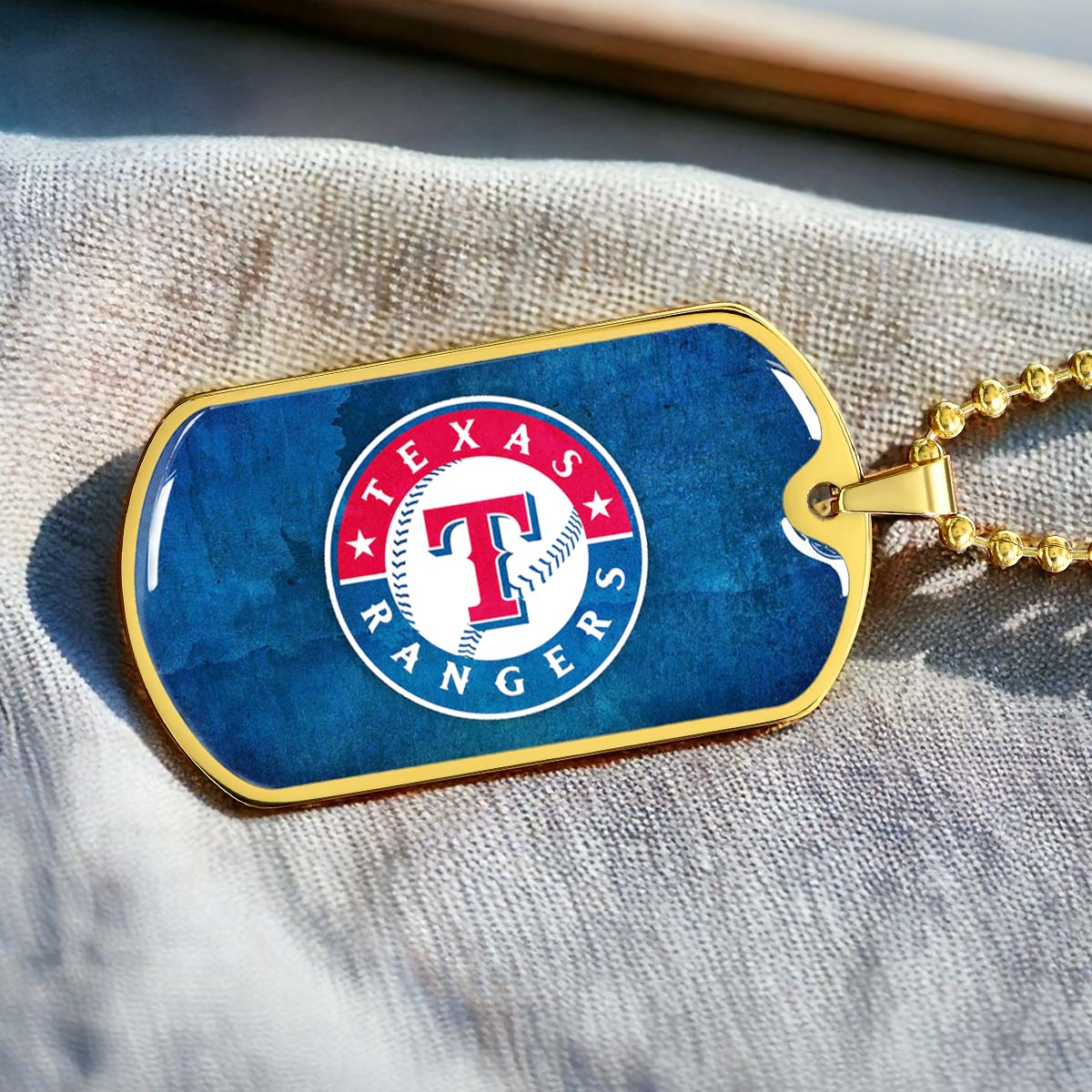 Baseball - BBD007 - Texas Rangers Sports - Baseball Dog Tag - Military Ball Chain - Luxury Dog Tag