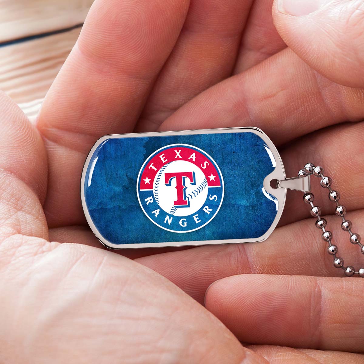 Baseball - BBD007 - Texas Rangers Sports - Baseball Dog Tag - Military Ball Chain - Luxury Dog Tag