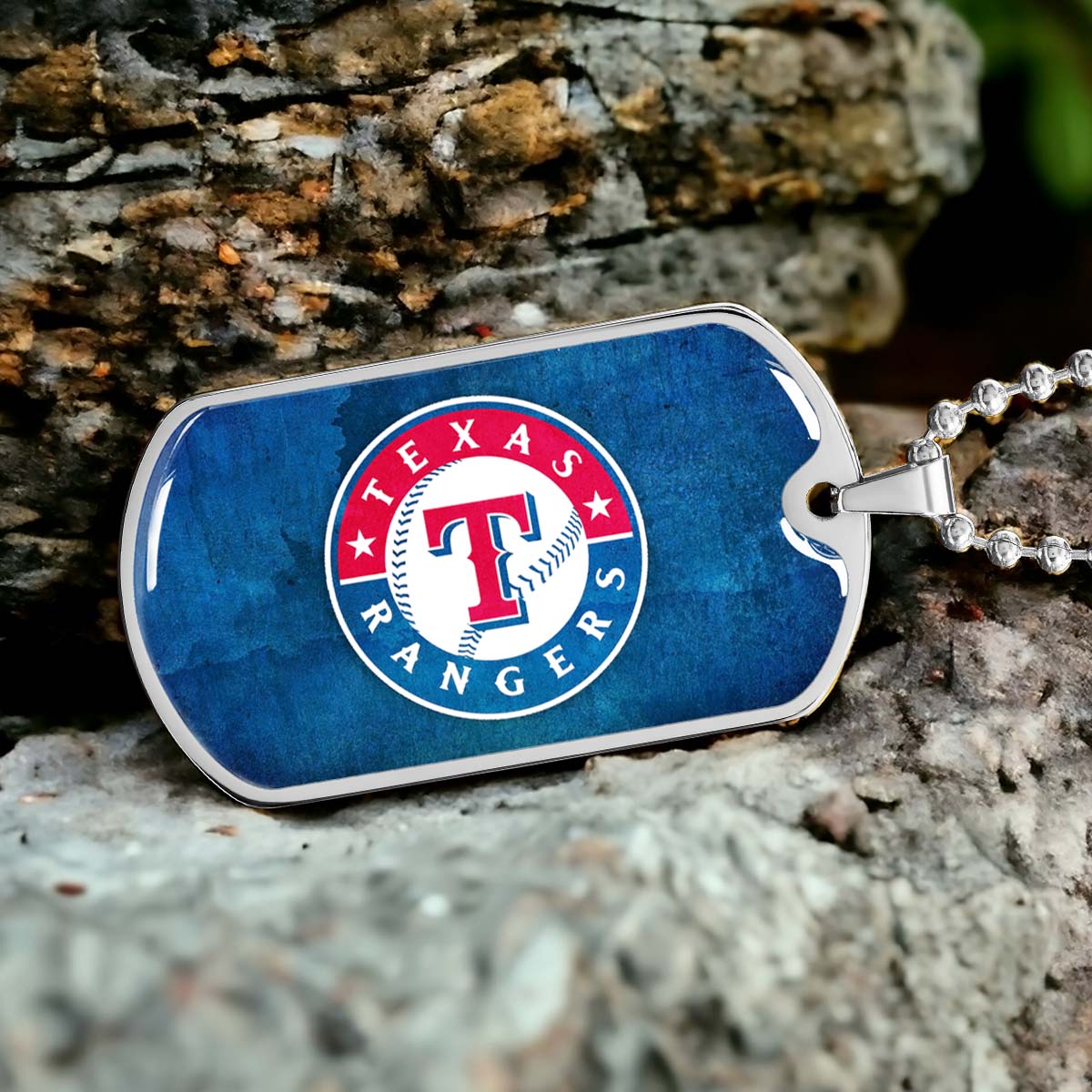 Baseball - BBD007 - Texas Rangers Sports - Baseball Dog Tag - Military Ball Chain - Luxury Dog Tag