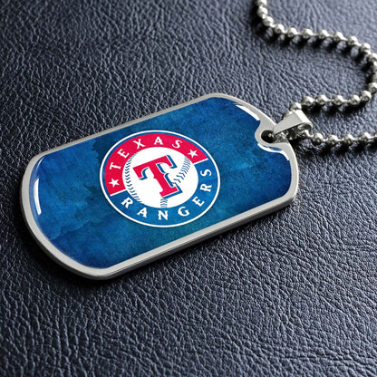Baseball - BBD007 - Texas Rangers Sports - Baseball Dog Tag - Military Ball Chain - Luxury Dog Tag