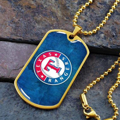 Baseball - BBD007 - Texas Rangers Sports - Baseball Dog Tag - Military Ball Chain - Luxury Dog Tag